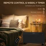 HOMCOM 2000W Electric Convector Heater with LED Display, Remote & Timer – Quiet Freestanding Heater, Black