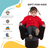 HOMCOM Kids Sofa Chair and Footstool Set – 2-Piece Armchair for Bedroom or Playroom, Ages 18-36 Months, Black