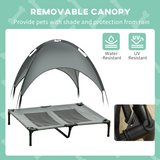 Pawhut 92cm Elevated Dog Bed with Removable UV Protection Canopy – Cooling Raised Pet Cot with Travel Bag, Grey