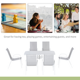 Outsunny 7-Piece 6-Seater Garden Dining Set with Mesh Armchairs & Tempered Glass Table – Grey