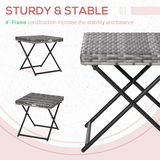Outsunny Folding Square Rattan Coffee Table with Steel Frame – Compact Bistro Table for Balcony and Garden