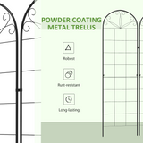 Outsunny Set of 2 Metal Plant Trellises with Ground Spikes – Black Powder-Coated Steel Climbing Grids for Garden