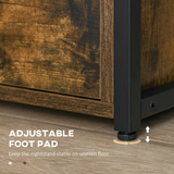 HOMCOM Industrial End Table with Two Drawers & Shelf, Metal Frame – Slim Bedside Storage Cabinet, Rustic Brown