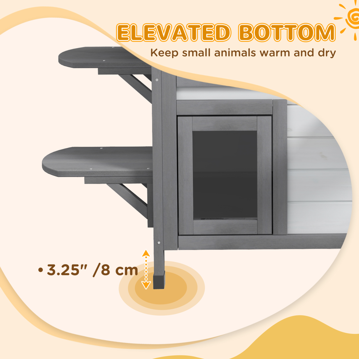 PawHut Two-Storey Wooden Kitten Condo with Openable Roof – Indoor & Outdoor Catio Enclosure, White