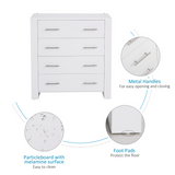 Chest of 4 Drawers with Metal Handles – White Bedroom & Hallway Storage Unit