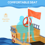 Outsunny Kids Wooden Sandbox Pirate Ship with Bench Seat and Storage Space – Garden Sandpit for Ages 3–6