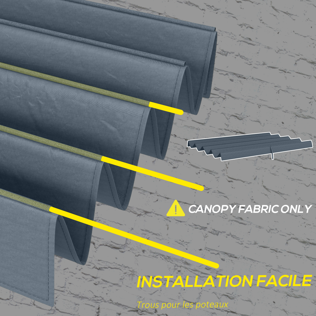 Outsunny Replacement Pergola Roof Sun Shade Cover for 3 x 2.15m Pergola, UV30+ PU Coated Polyester, Dark Grey