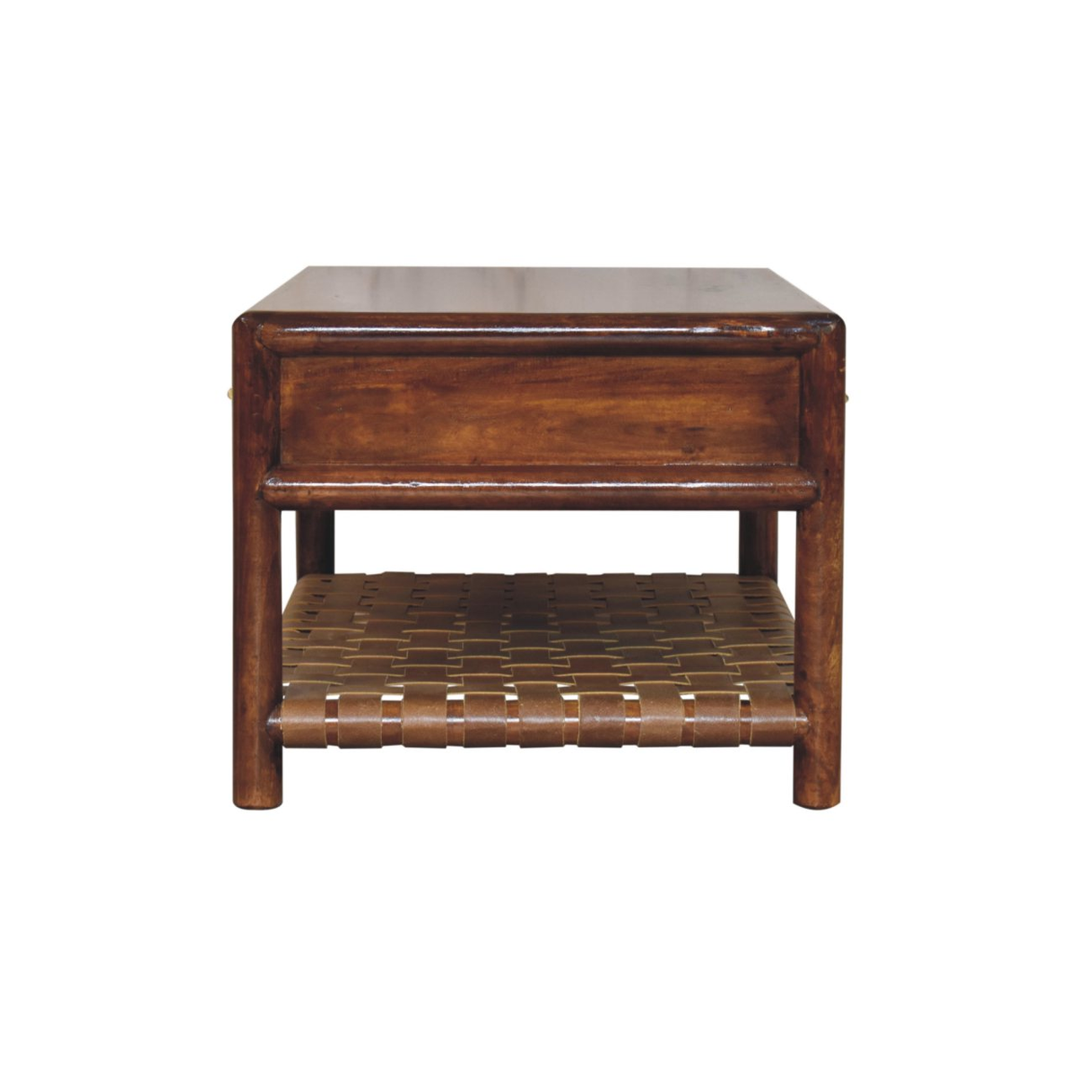 Artisan Furniture Solid Mango Wood Regency Woven Console Table with 4 Drawers – Entryway Storage, Dark Brown