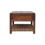 Artisan Furniture Solid Mango Wood Regency Woven Console Table with 4 Drawers – Entryway Storage, Dark Brown