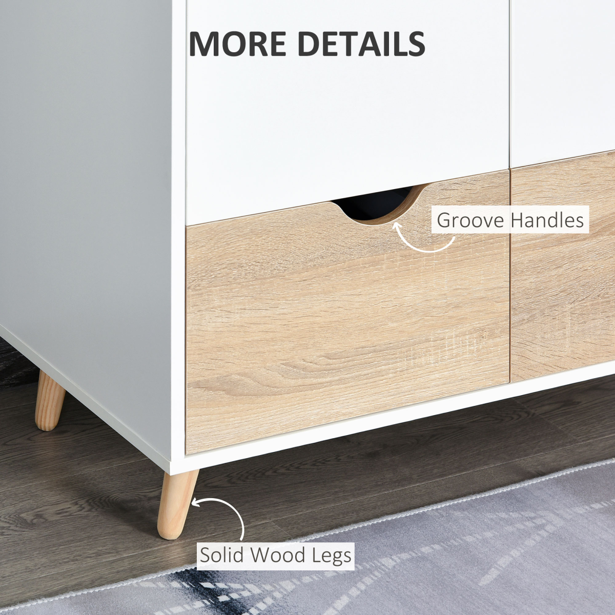 HOMCOM 2-Drawer Wardrobe with Hanging Compartment – Bedroom Clothes Storage, White & Oak