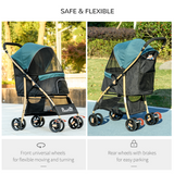 PawHut Foldable Pet Stroller for XS and S Dogs with Rain Cover, Mesh Windows & Storage Basket – Dark Green