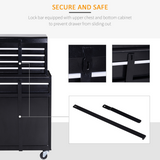 DURHAND Steel 4-Drawer Rolling Tool Cabinet with Removable Top Chest and Cupboard – Black