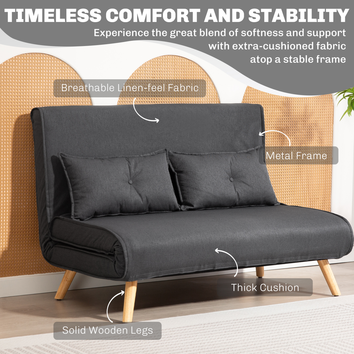HOMCOM sofa bed in a living room setting