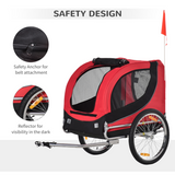 Pawhut Dog Bike Trailer with Reflectors, Flag & Safety Anchor – Pet Carrier for Small and Medium Dogs