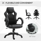Vinsetto Executive Racing Gaming Chair with Adjustable Height and 360° Swivel – PU Leather Desk Chair, Black
