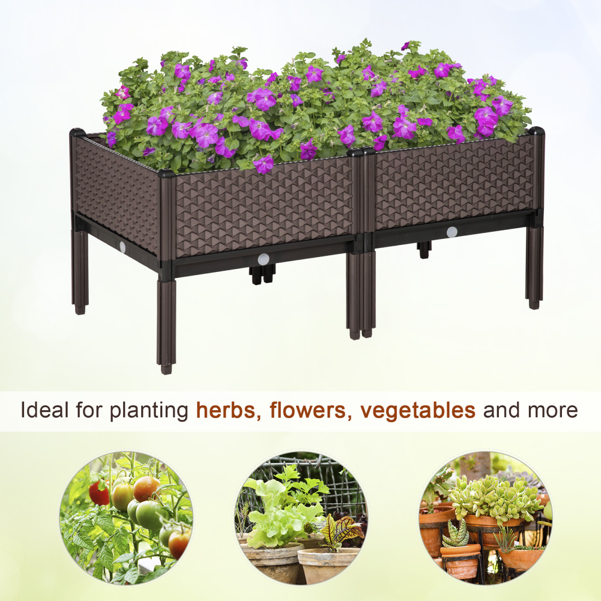 Outsunny Set of 2 Raised Garden Beds with Self-Watering Disc & Drainage – Elevated Planter Boxes