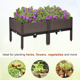 Outsunny Set of 2 Raised Garden Beds with Self-Watering Disc & Drainage – Elevated Planter Boxes