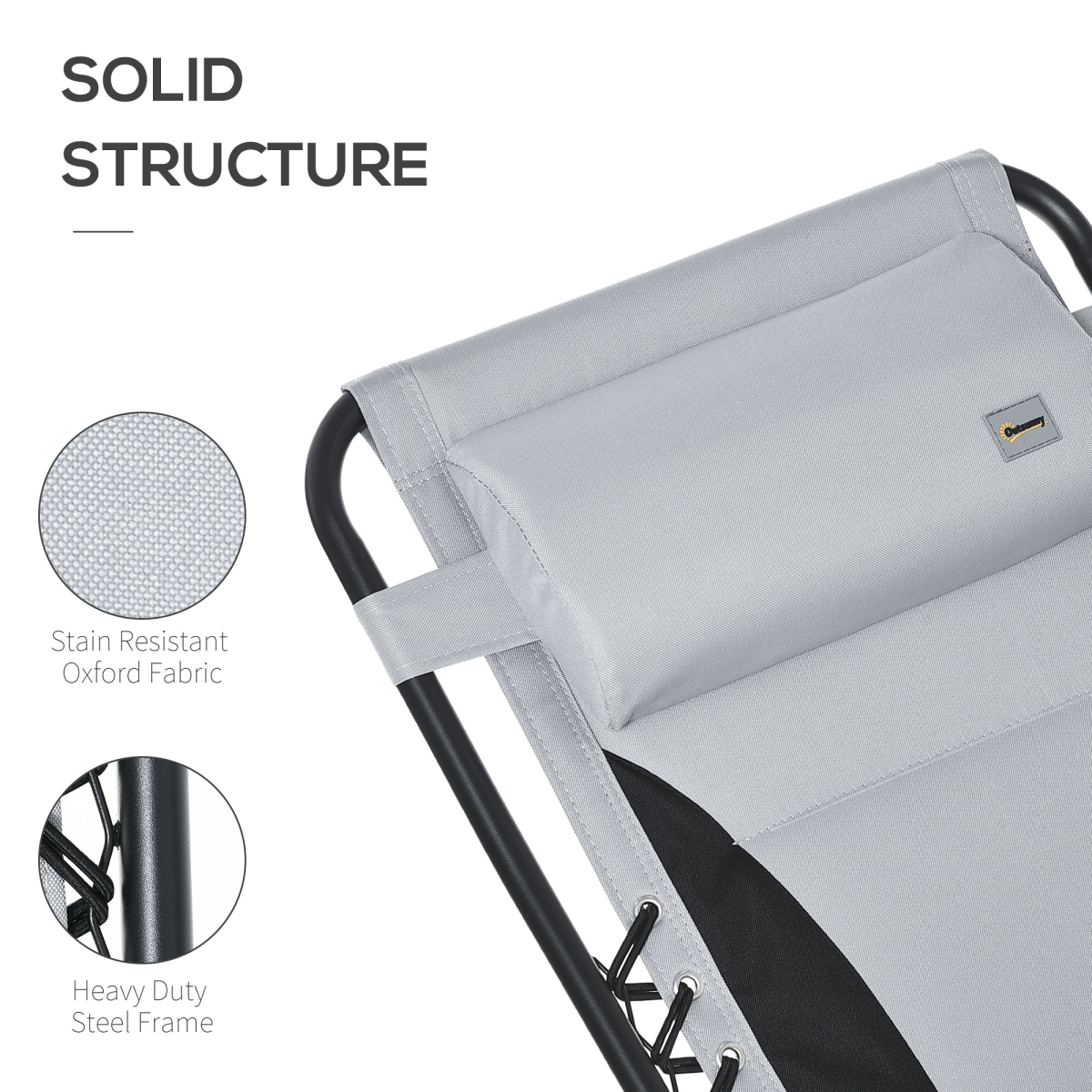 Outsunny Zero Gravity Folding Recliner with Cup Holder Tray & Padded Pillow – Adjustable Lounge Chair, Light Grey