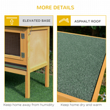 PawHut Wooden Rabbit Hutch with Hinged Top and Slide-Out Tray – Outdoor Small Animal House, Yellow and Green