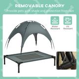 Pawhut Elevated Dog Bed with Removable UV Canopy and Steel Frame – Cooling Raised Pet Cot, Grey