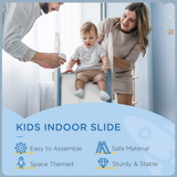 AIYAPLAY Toddler Freestanding Slide with Non-Slip Stairs – Space-Themed Indoor Slide, Ages 1.5-3, Blue