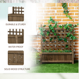 Outsunny Brown Garden Planter with Climbing Trellis – Indoor Outdoor Plant Support for Vines