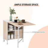 Folding Drop-Leaf Desk with Storage Shelves – Oak & White Space-Saving Desk, Dining or Console Table