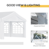 Outsunny 8m Garden Gazebo Marquee with Eight Windows & Removable Walls – Party Canopy Carport Shelter, White