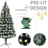 HOMCOM 5ft White Light Christmas Tree with 180 Lights, Star Topper and Tri-Base – Pre-Lit Home Decoration