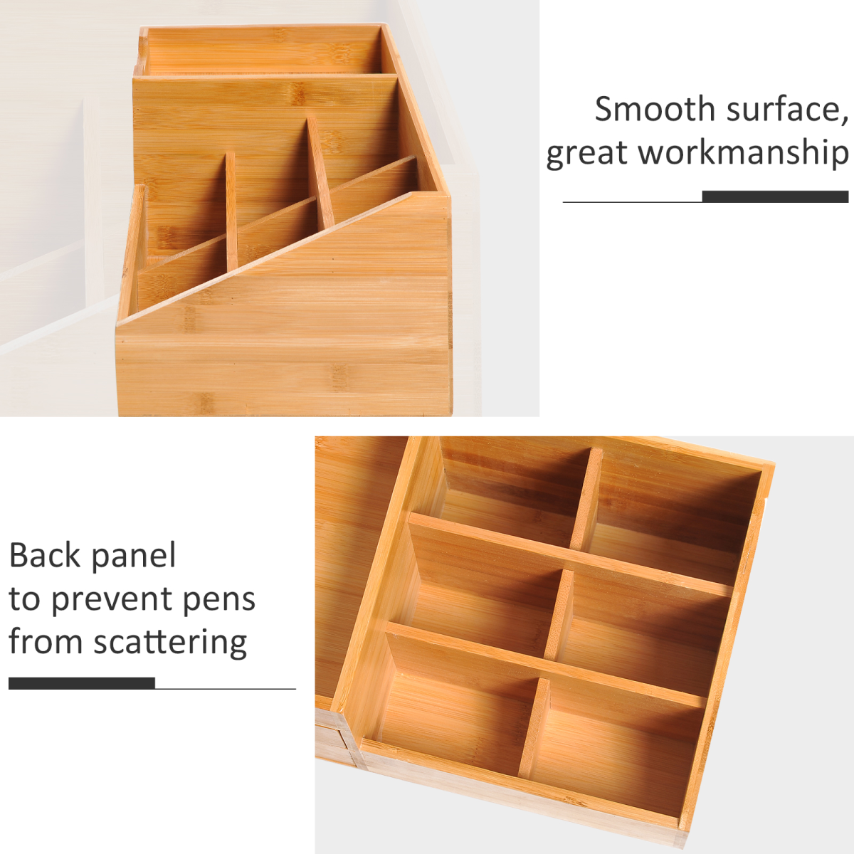 HOMCOM Bamboo Desktop Organiser with 2 Large Drawers & 7 Compartments – Home Office Storage