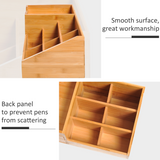 HOMCOM Bamboo Desktop Organiser with 2 Large Drawers & 7 Compartments – Home Office Storage