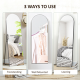 HOMCOM Full Length Curved Floor Mirror 150 x 50cm with Shatter-Proof Film – Wall Mount or Freestanding, Black