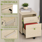 Vinsetto 2-Drawer Locking Mobile Filing Cabinet on Wheels – Home Office Document Storage, Oak
