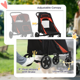 PawHut Foldable Dog Stroller with Universal Wheels and Shock Absorbers – One-Click Fold Pet Pram, Red