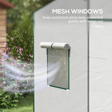 Outsunny Walk-in Lean-to Greenhouse with PE Cover, Roll-up Door & 2 Mesh Windows – Plant Protection, White