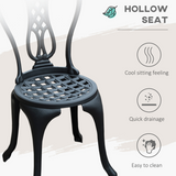 Outsunny 3-Piece Cast Aluminium Bistro Set with Parasol Hole – Garden Table & 2 Chairs for Patio