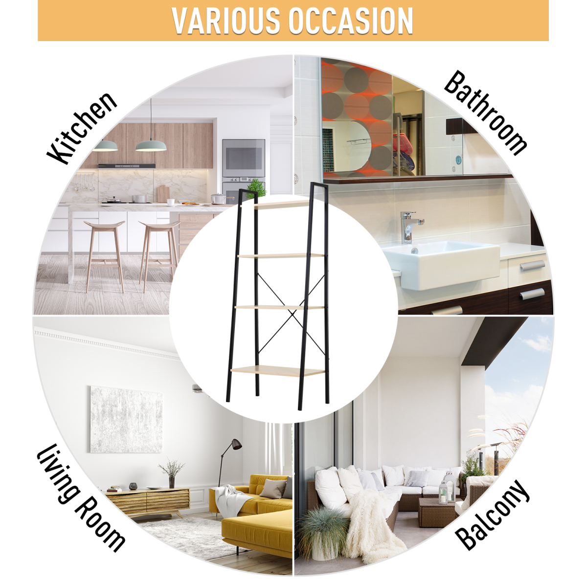 4-Tier Minimalist Ladder Shelf Unit with Steel Frame & MDF Shelves – Home Display Storage Bookcase