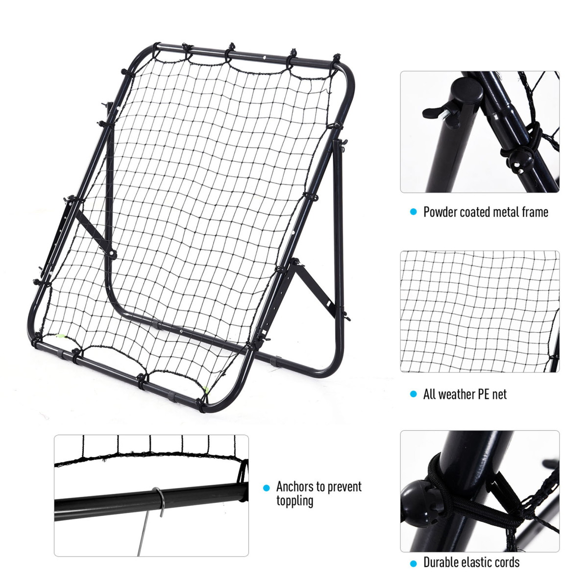 HOMCOM Football Rebounder Net with Adjustable Angle & Steel Frame – Training Aid for Kids & Adults