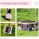 Soft Fabric Pet Playpen for Dogs, Cats, Puppies and Rabbits – 8-Panel Foldable Indoor and Outdoor Pen, Pink, Small