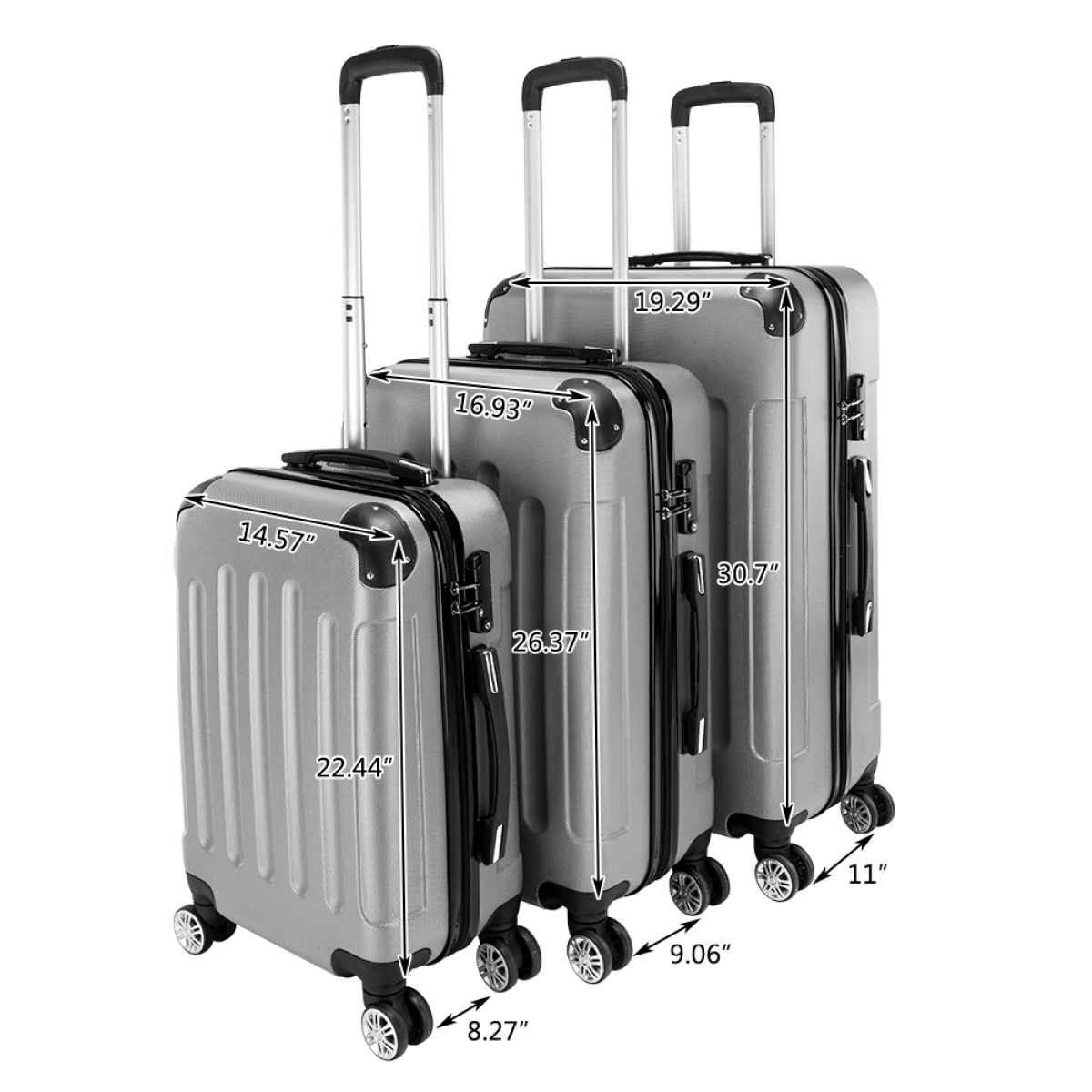3 Piece Lightweight ABS Spinner Luggage Set with Carry-On Case – Hard Shell Travel Suitcases