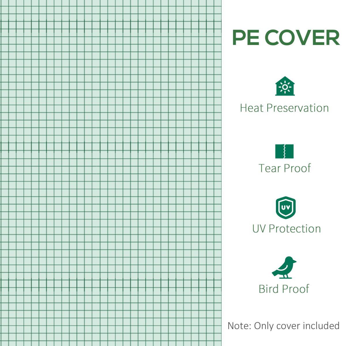 Outsunny 10 x 7ft Greenhouse Replacement Cover with Roll-Up Door & 6 Windows – Tunnel Greenhouse Cover