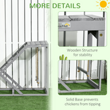PawHut Chicken Coop Activity Toy with Swing, Ladder & Platform for 2 Chickens – Fir Wood Perch Stand, Grey