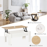 HOMCOM Lift-Top Coffee Table with Hidden Storage Compartment – Laptop and Sofa Dining Table