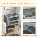 PawHut Wooden Hamster Cage with Storage Shelf & Openable Top – Multi-Platform Small Animal Habitat, Grey