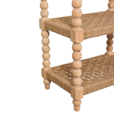 Artisan Furniture Solid Wood Savoy Bobbin Console Table with Jute Shelves & 2 Drawers – Hallway, Beige