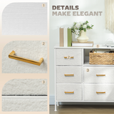 8-Drawer Chest of Drawers with Charging Station, USB & USB-C Ports – Boucle Fabric Storage Unit, Cream White