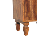 Artisan Furniture Solid Wood Louvre Bedside Table with 2 Fluted Drawers – Winewood Oak Finish, Brown