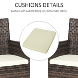 Outsunny Set of 4 PE Rattan Garden Armchairs with 5cm Padded Cushions – Outdoor Patio Seating, Mixed Brown