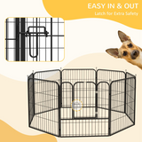 Pawhut 8-Panel Metal Pet Playpen for Dogs and Puppies – Folding Indoor and Outdoor Run Fence with Lockable Door