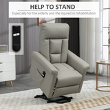 HOMCOM Power Lift Recliner Chair with Side Pocket and Handset Control – Easy-Clean Grey PU Leather